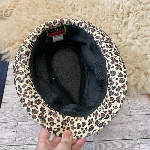Straw Cheetah Print Fedora Beach Hat - Picture 6 of 10